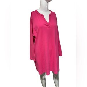 Lands’ End Pink Split-Neck Tunic Top – Size 3X (New)